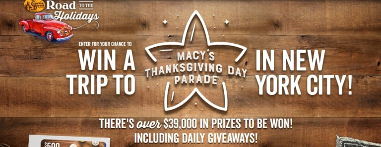 Cracker Barrel Road To The Holidays Sweepstakes – Win Trip