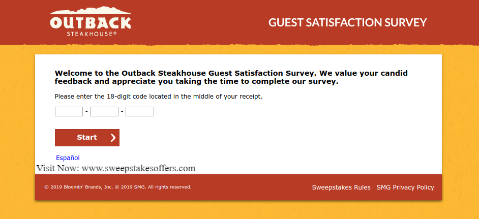 Tell Outback Steakhouse Guest Satisfaction Survey