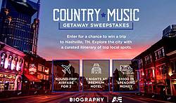 A&E Country Music Getaway Sweepstakes - Win Trip
