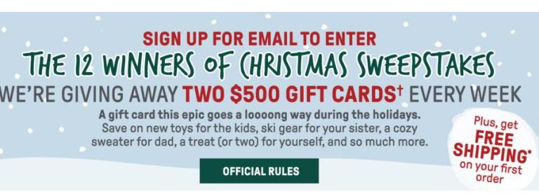 Sierra Holiday 2019 Sweepstakes - Win Gift Card
