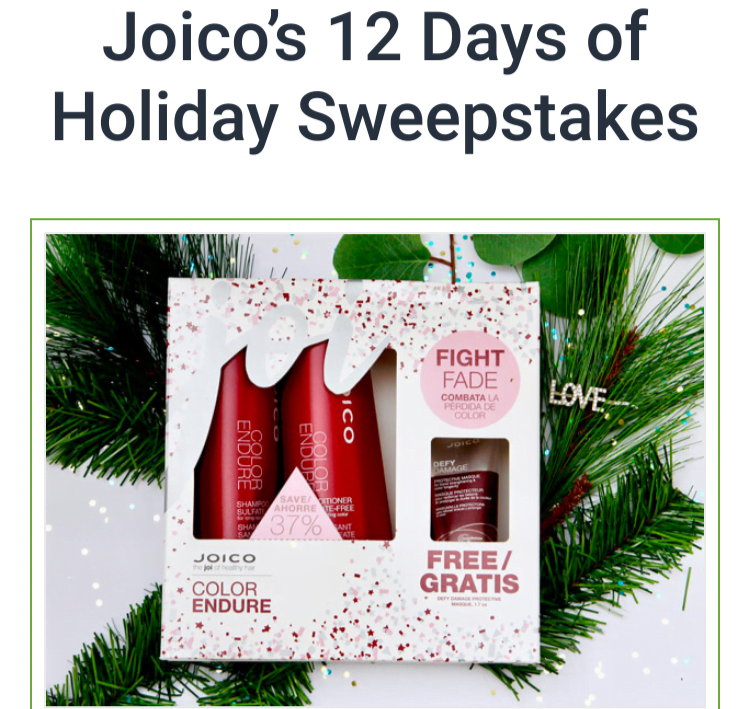Joico 12 Days of Holiday Giveaways - Win Prize