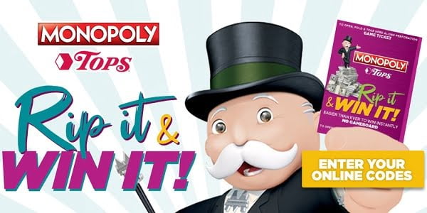 TopsMarkets.com Monopoly Game 2020 Sweepstakes